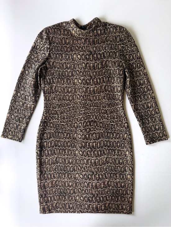 Dresses & Skirts - St. John Evening Vintage 90s Leopard Gold Metallic Paillette Knit Midi Dress 4